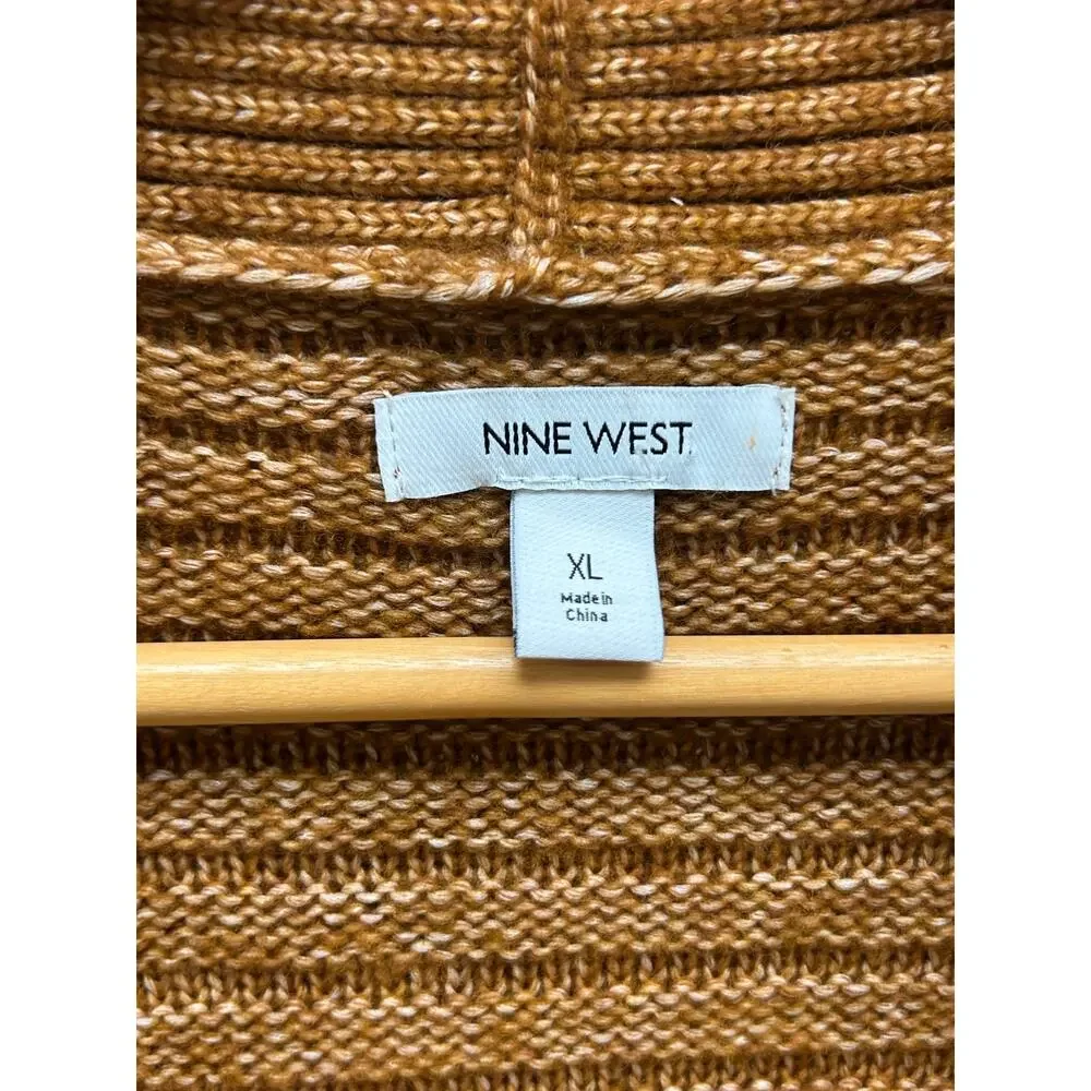 Nine West Brown Open Front Long Cardigan XL Lightweight Knit‎ Layering